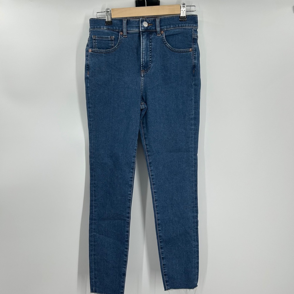 Express Womens High Rise Cropped Skinny Jeans Blue Raw Hem Size 2‎ 811